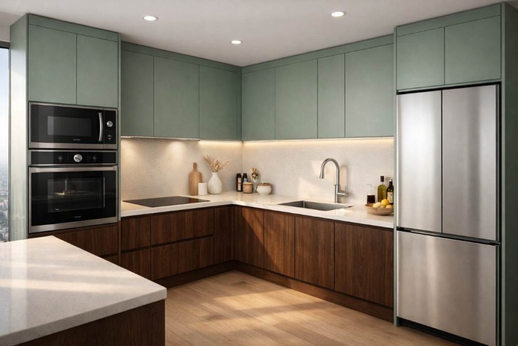 Sage green kitchen