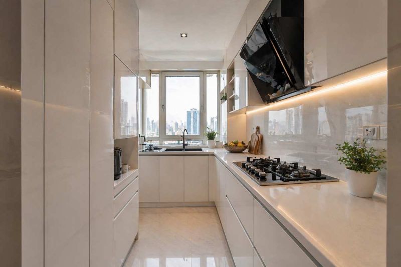 small handleless kitchen-spacious
